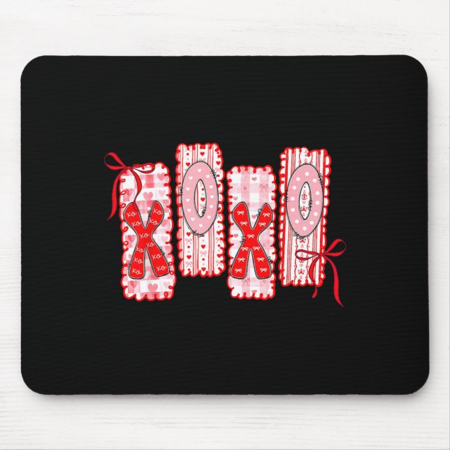 Preppy Xoxo Coquette Bow Hearts Valentine's Day Wo Mousepad (Vorne)