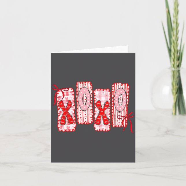 Preppy Xoxo Kokette Schleifen Herzen Valentinstag  Karte (Vorderseite)