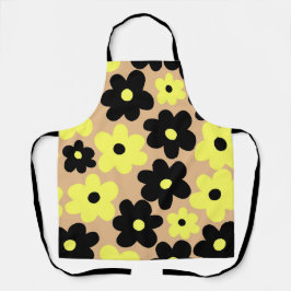 Preppy Yellow Black Hippie Blume Pattern Schürze
