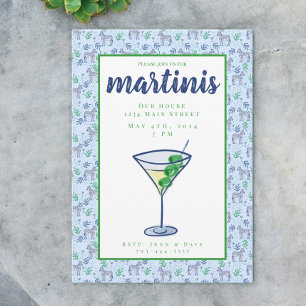 Preppy-Zebra-Martini / Blue-Martini-Cocktailparty Einladung