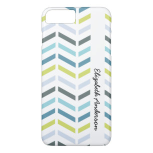 Preppy Zigzag Aqua und grüne Chevronen mit Namen Case-Mate iPhone Hülle