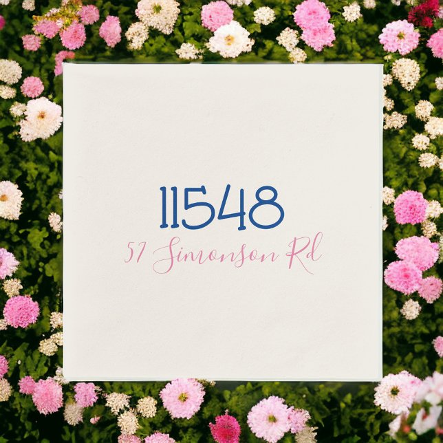 Preppy Zip Code Street-Adresse Personalisiert Serviette (Von Creator hochgeladen)