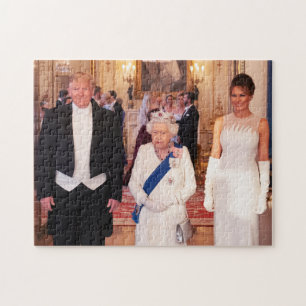 Pres & 1st Lady Trump mit Königin Elisabeth II Puzzle