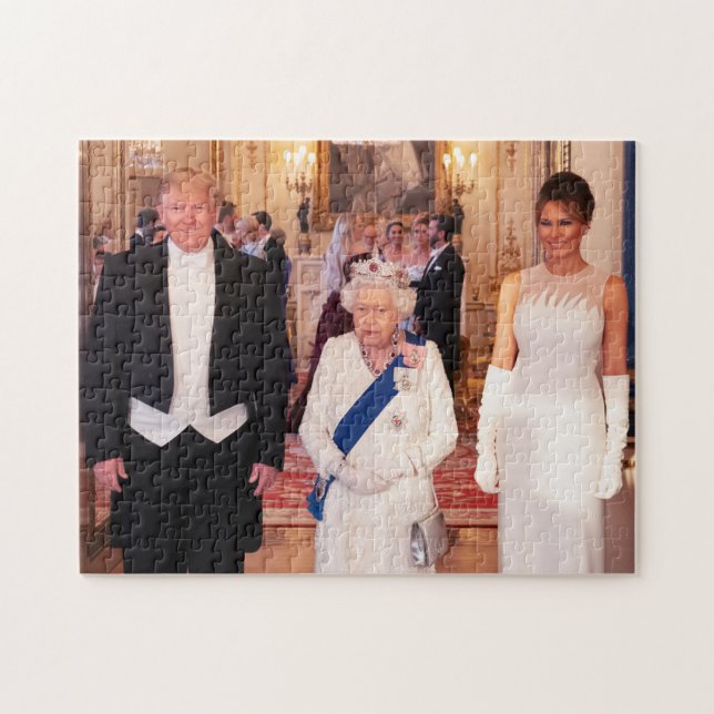 Pres & 1st Lady Trump mit Königin Elisabeth II Puzzle (Horizontal)