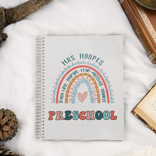 Preschool Boho Rainbow Heart Trendy Personalisiert Notizbuch