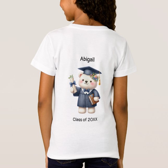 Preschool Girl Graduate Name Niedlich Teddy Bär T-Shirt (Rückseite)