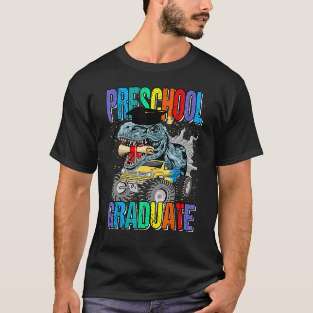 Preschool Graduate Monster Truck Dinosaur Graduati T-Shirt (Vorderseite)