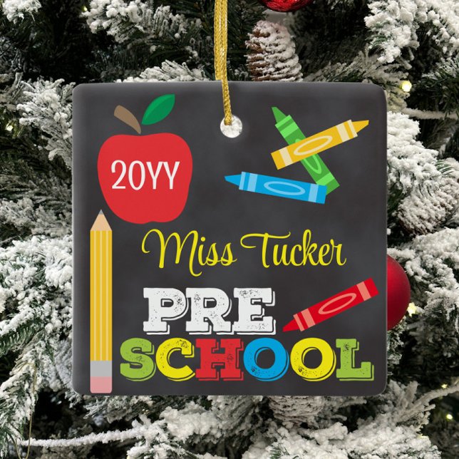 Preschool-Lehrer Keepake Chalkboard farbenfroh Keramikornament (Von Creator hochgeladen)