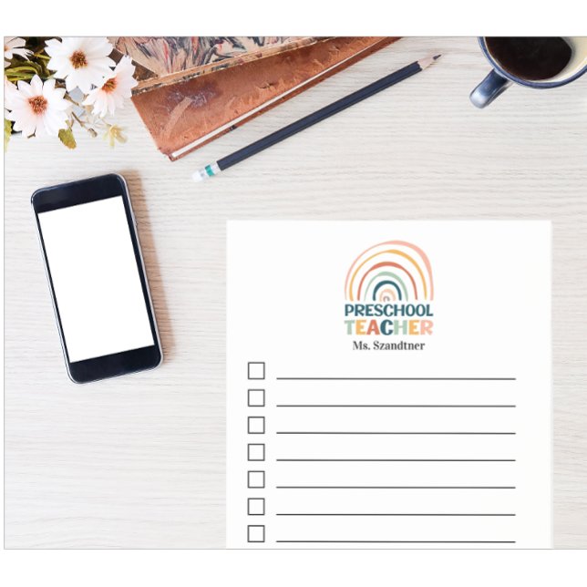 Preschool Lehrer Retrofarben boho Regenbogen Post-it Klebezettel (Von Creator hochgeladen)