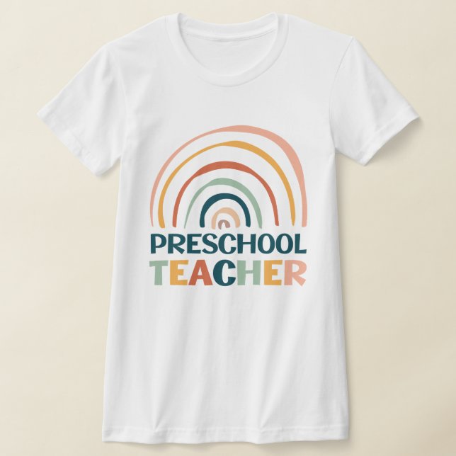 Preschool Lehrer Retrofarben boho Regenbogen T-Shirt (Ablage )