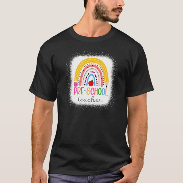 Preschool-Lehrer Teach-Liebe Inspirierte Regenboge T-Shirt (Vorderseite)