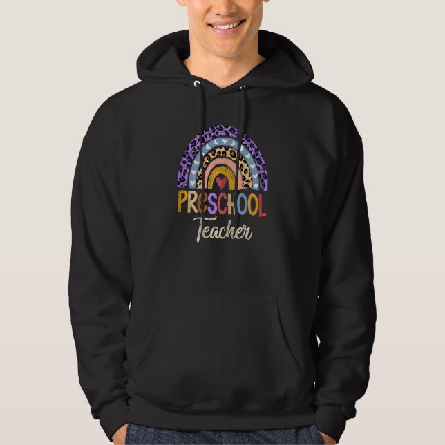 Preschool-Lehrerin Niedlich Boho Rainbow Leopard Hoodie (Vorderseite)