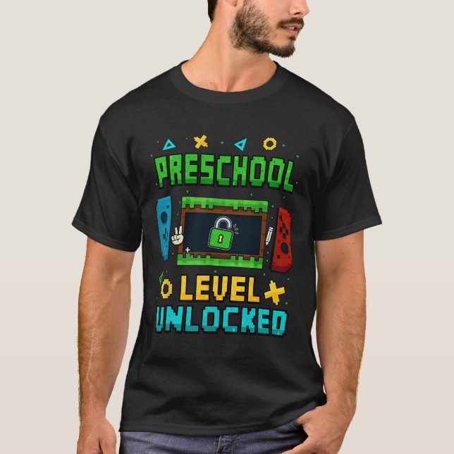 Preschool Level Unlocked Ck To School Pixel Art Ga T-Shirt (Vorderseite)