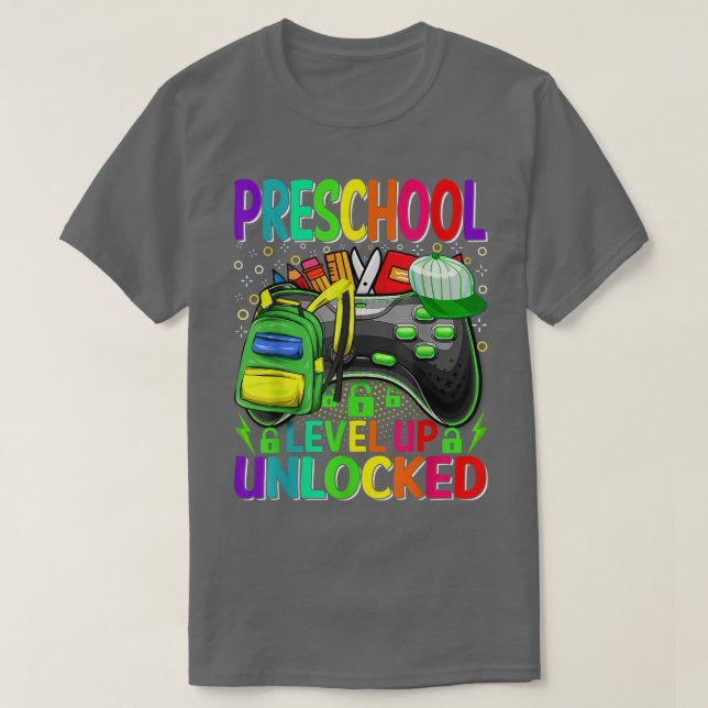 Preschool Level Up Unlocked Video Game Back To Sch T-Shirt (Design vorne)