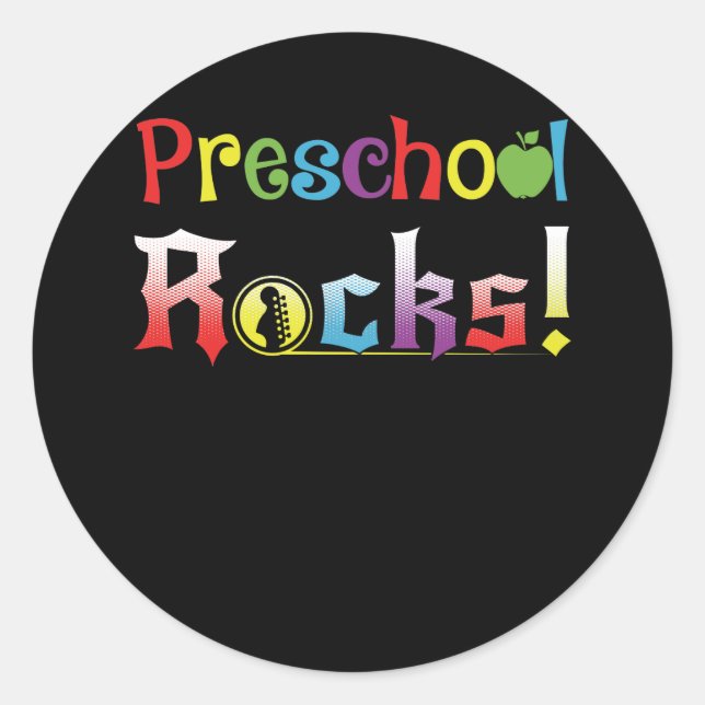 Preschool Rocks Lehrer Runder Aufkleber (Vorderseite)