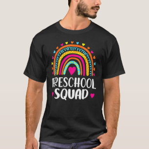 Preschool Squad Lehrerin Funny Rainbow Back to Sc T-Shirt