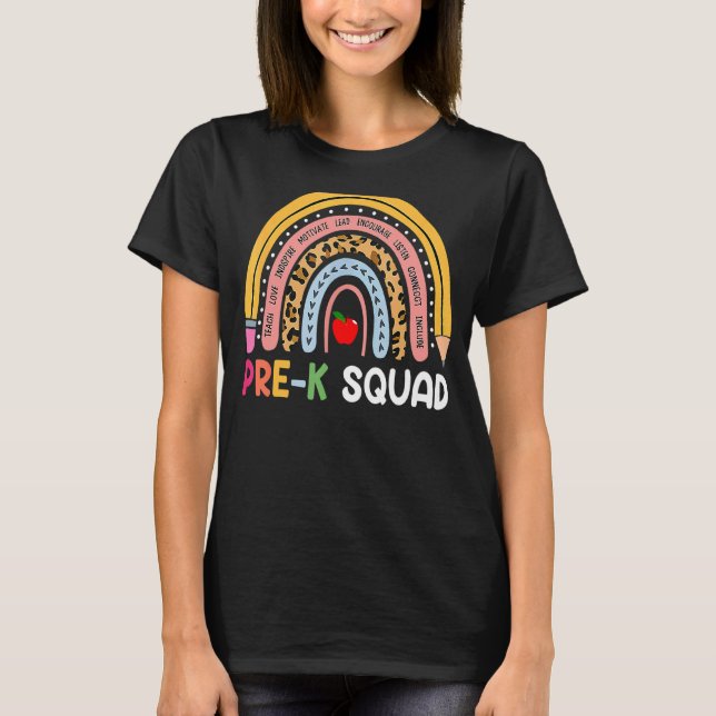 Preschool Squad Lehrerin Regenbogen T-Shirt (Vorderseite)