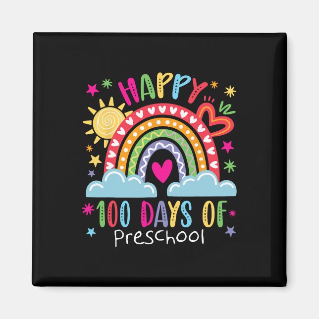 Preschool Teacher Girls Kids Rainbow 100 Days Of S Magnet (Vorne)