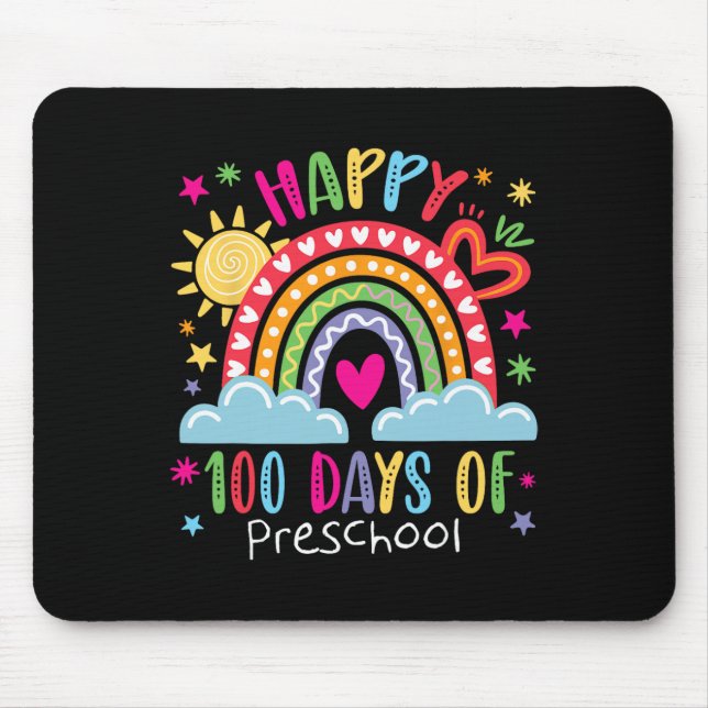 Preschool Teacher Girls Kids Rainbow 100 Days Of S Mousepad (Vorne)