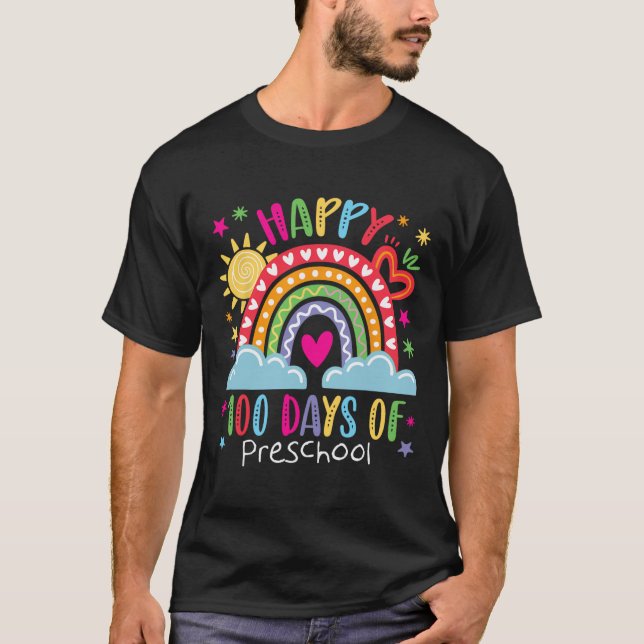 Preschool Teacher Girls Kids Rainbow 100 Days Of S T-Shirt (Vorderseite)