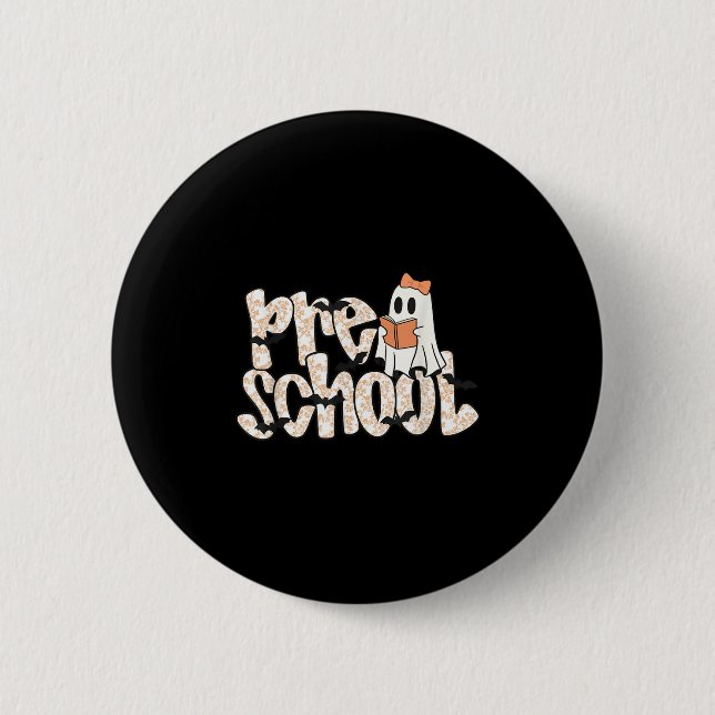 Preschool Teacher Halloween Ghost Teacher Reading  Button (Vorderseite)