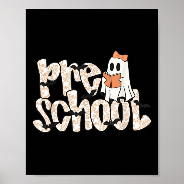 Preschool Teacher Halloween Ghost Teacher Reading  Poster (Vorne)
