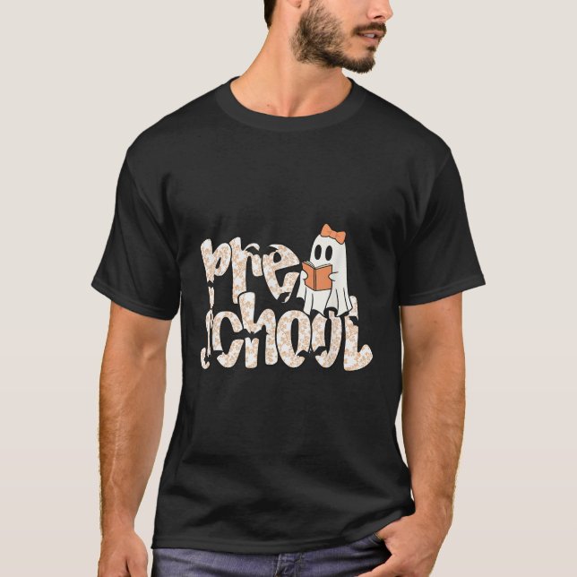Preschool Teacher Halloween Ghost Teacher Reading  T-Shirt (Vorderseite)