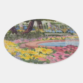 Prescott Park Garden Poppies Portsmouth NH Ovaler Aufkleber