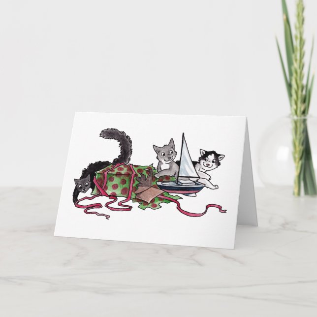 Present Kitties Feiertagskarte (Vorderseite)