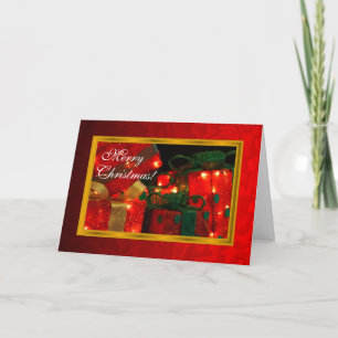Present Red Metallic Weihnachtskarte Feiertagskarte