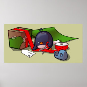 Present Wrapping Pinguin Poster