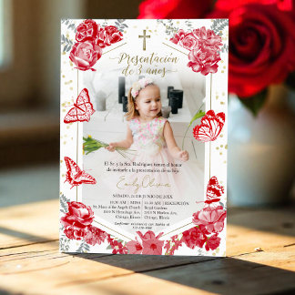 Presentación 3 años Foto Einladung Butterfly