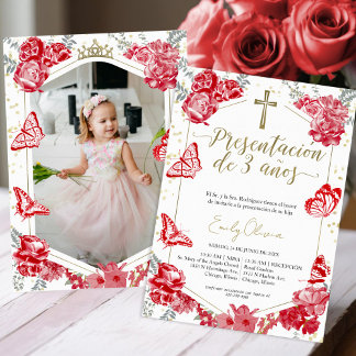 Presentación 3 años Foto Einladung Butterfly