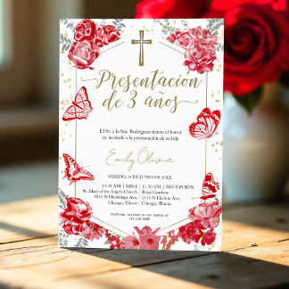 Presentación 3 años Spanien Einladung Butterfly