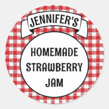 Preserve Jam Jelly Jar Red Kariert Gingham Label