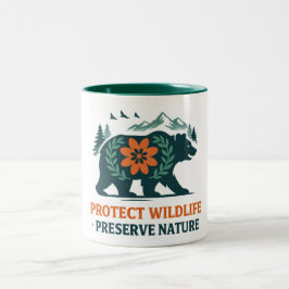 Preserve Nature Bear Conservation Graphic Tee Zweifarbige Tasse