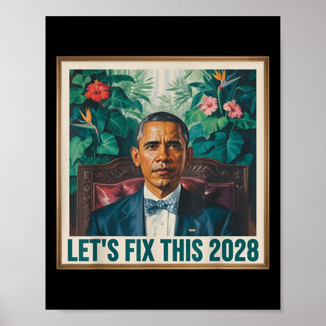 President Barack Obama 2028 Rtrait Patriotic Democ Poster (Vorne)