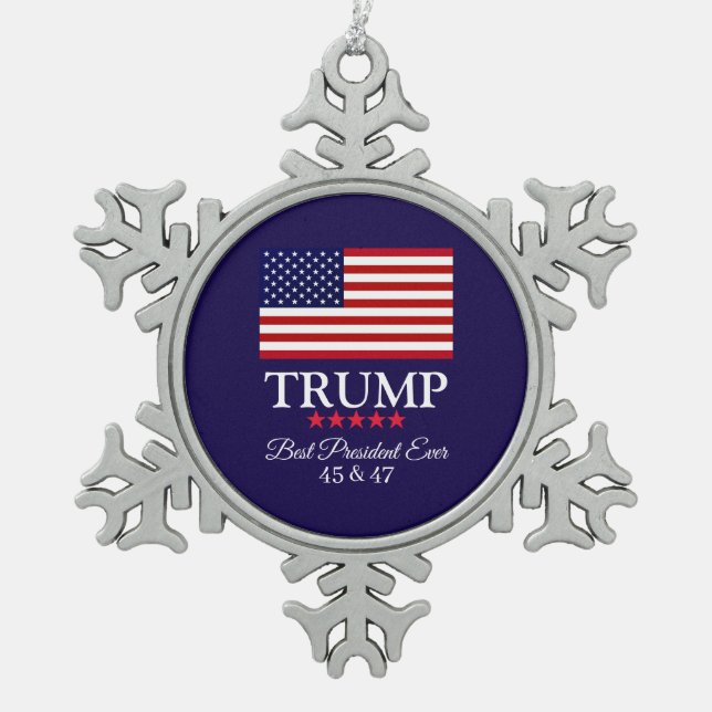 PRESIDENT DONALD TRUMP BEST PRESIDENT EVER  SCHNEEFLOCKEN Zinn-Ornament (Vorderseite)