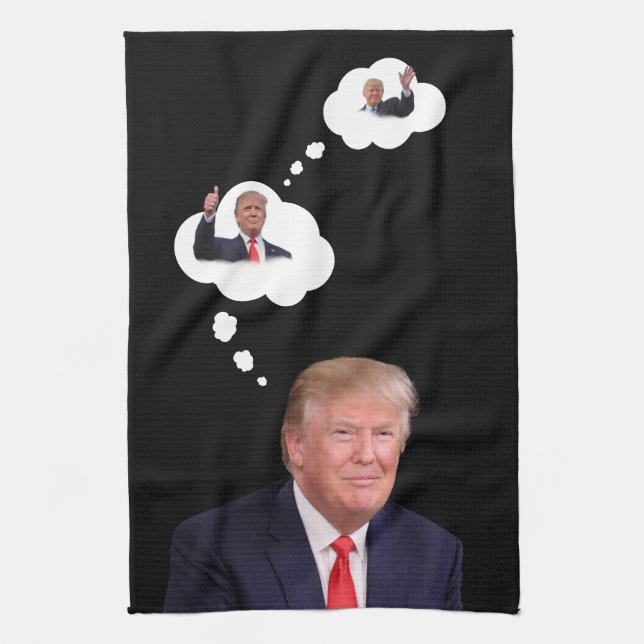 President Trump Thinking in Cloud fUNNY  Geschirrtuch (Vertikal)