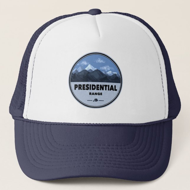 Presidential Range New Hampshire Camping Truckerkappe (Vorderseite)