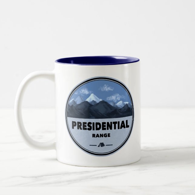 Presidential Range New Hampshire Camping Zweifarbige Tasse (Links)