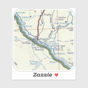 Presidio TX Vintag Map Aufkleber