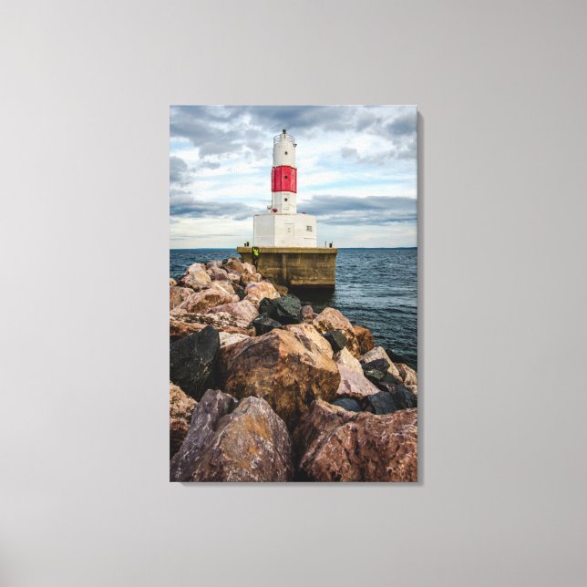 Presque Isle Harbour Breakwater Lighthouse Leinwanddruck (Vorderseite)