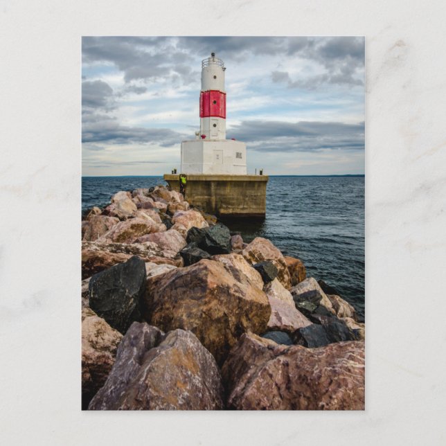 Presque Isle Harbour Breakwater Lighthouse Postkarte (Vorderseite)