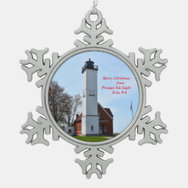 Presque Isle Light Weihnachtsschmuck Schneeflocken Zinn-Ornament