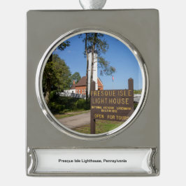 Presque Isle Lighthouse Banner-Ornament Silber