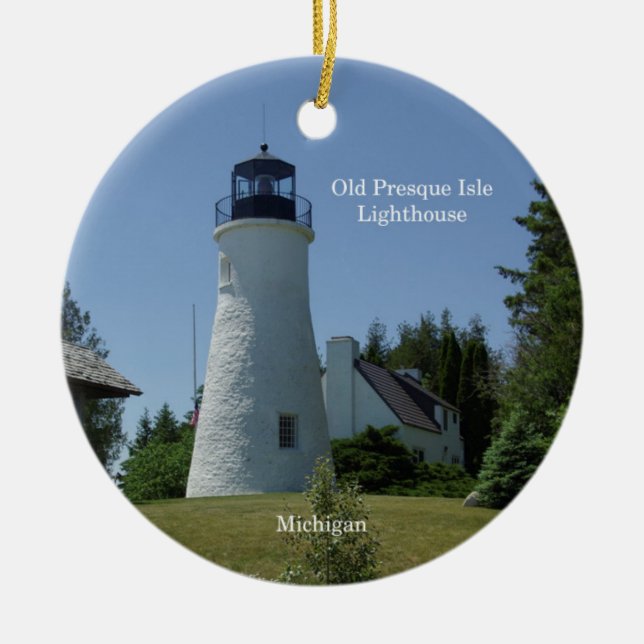 Presque Isle Lighthouses Keramik Ornament (Vorne)