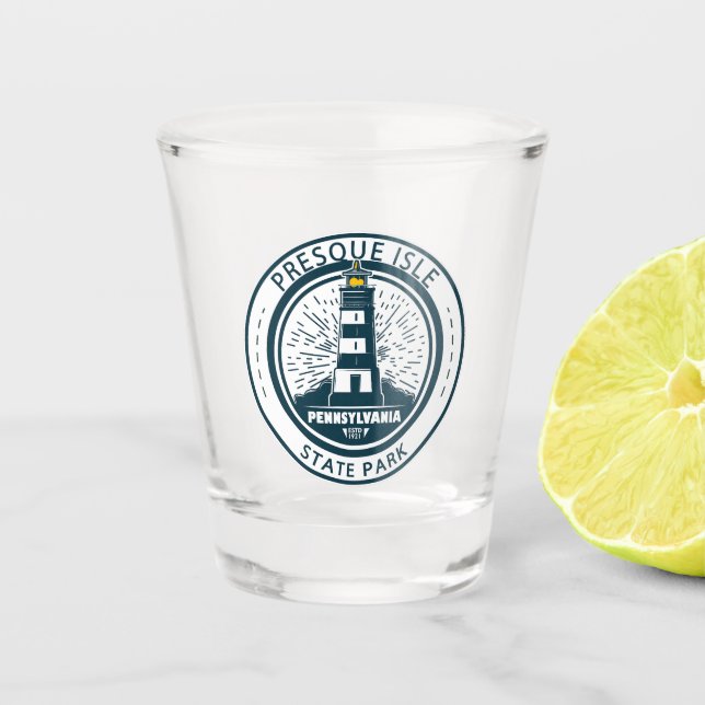 Presque Isle Staat Park Pennsylvania Abzeichen Schnapsglas (Vorderseite)