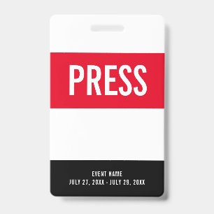 Press All-Access-Pass Rot Weiß Schwarz ID-Ausweis Ausweis