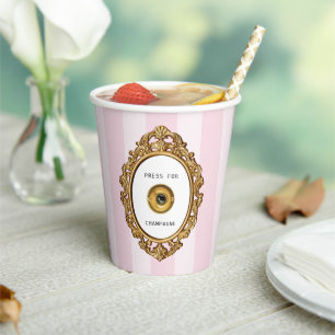 Presse für Champagne Rosa Streifen Pappbecher